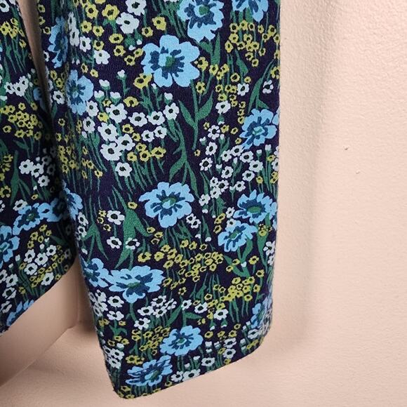 Talbots Floral Fields Crew Neck Tee Cotton Blend Long Sleeve Stretch Blue Green - Picture 6 of 8